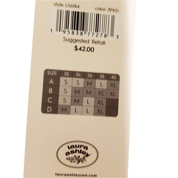 LAURA Ashley‎ NWT 3pk lace back long line removable pads bras XL - Picture 5 of 8